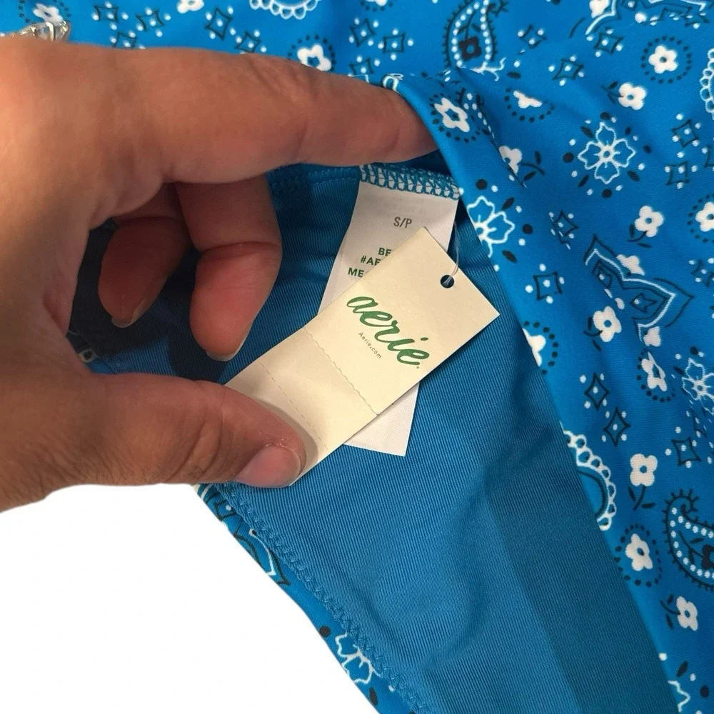 AMERICAN EAGLE AERIE BLUE BANDANA High Waisted Bottoms‎ 198